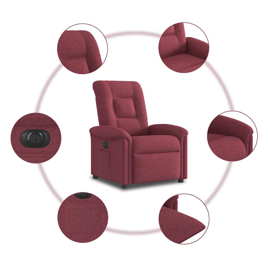 vidaXL Sillón reclinable eléctrico tela rojo tinto