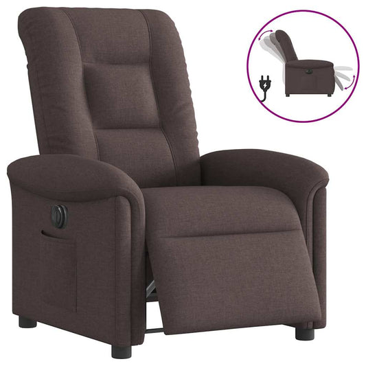 vidaXL Sillón reclinable eléctrico tela marrón oscuro