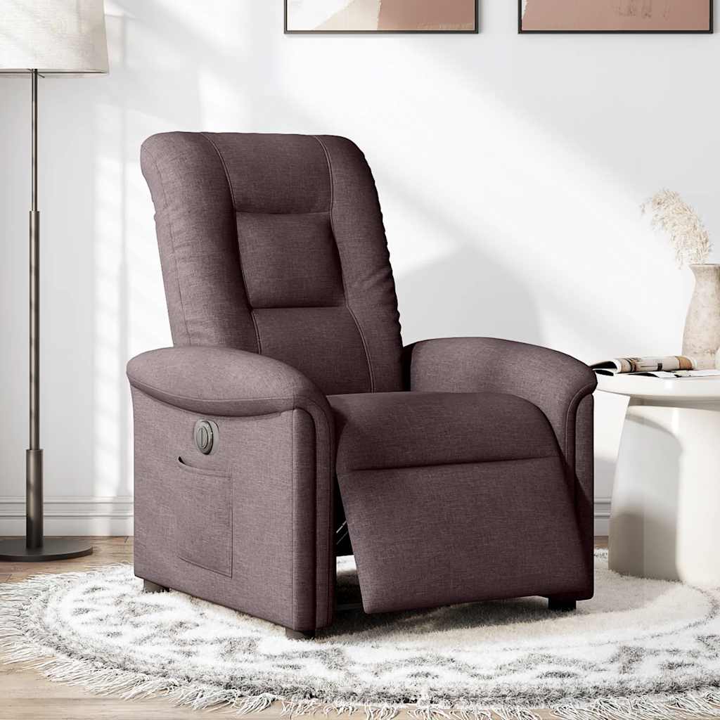 vidaXL Sillón reclinable eléctrico tela marrón oscuro