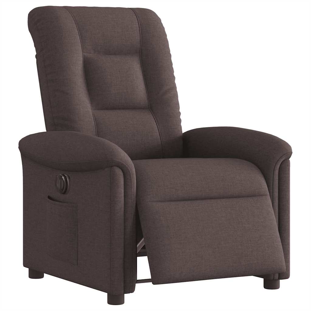 vidaXL Sillón reclinable eléctrico tela marrón oscuro