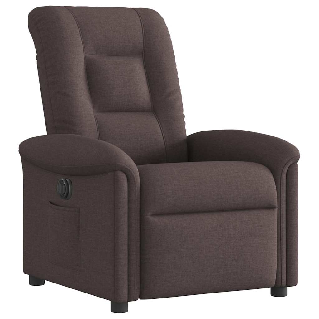 vidaXL Sillón reclinable eléctrico tela marrón oscuro