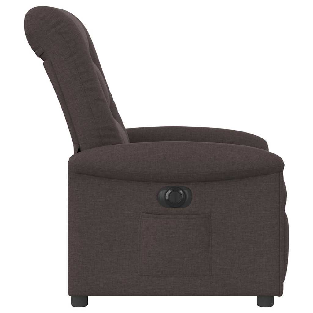 vidaXL Sillón reclinable eléctrico tela marrón oscuro