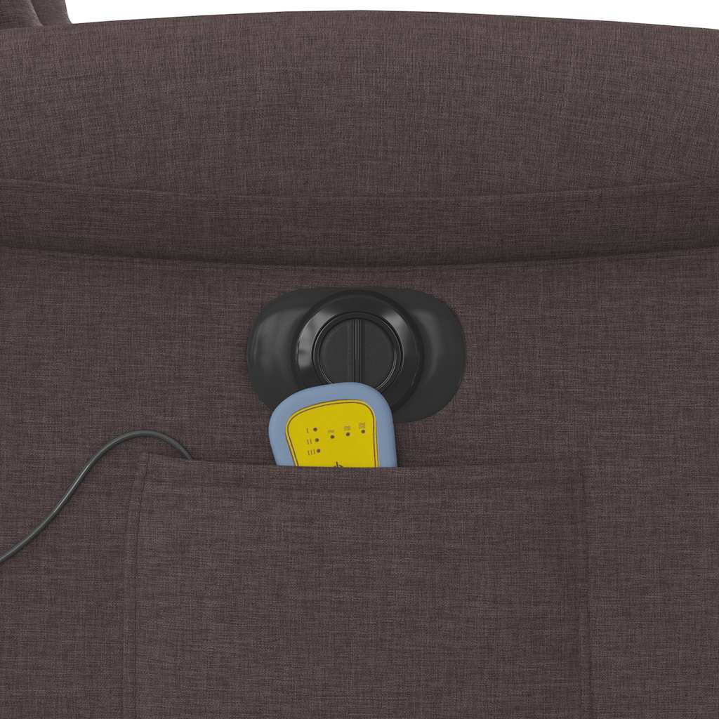 vidaXL Sillón reclinable de masaje eléctrico tela marrón oscuro