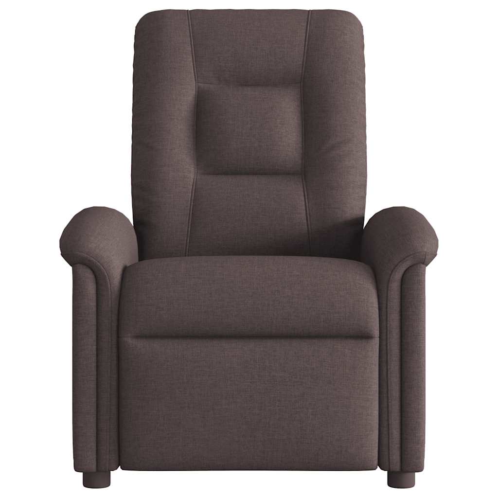 vidaXL Sillón reclinable de masaje eléctrico tela marrón oscuro