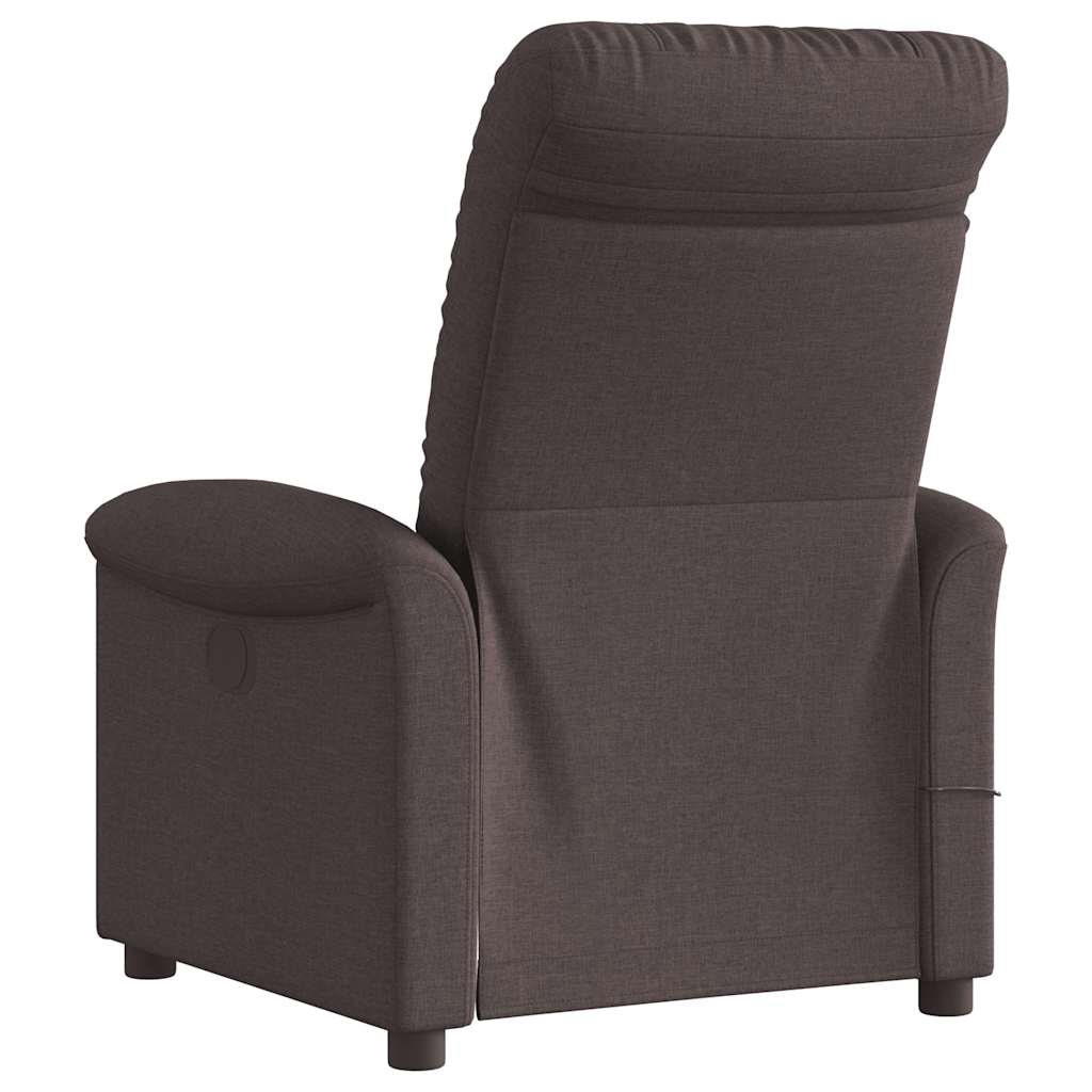 vidaXL Sillón reclinable de masaje eléctrico tela marrón oscuro