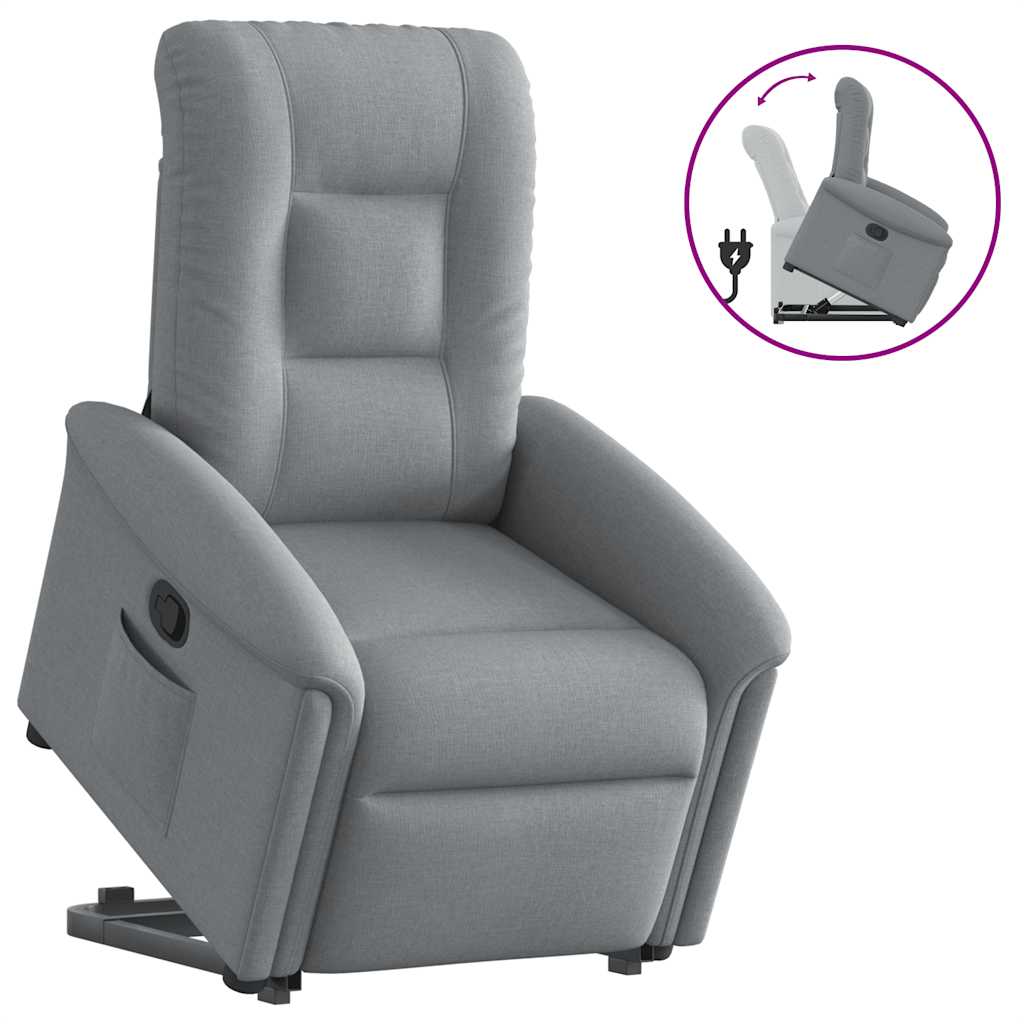 vidaXL Sillón reclinable elevable de tela gris claro