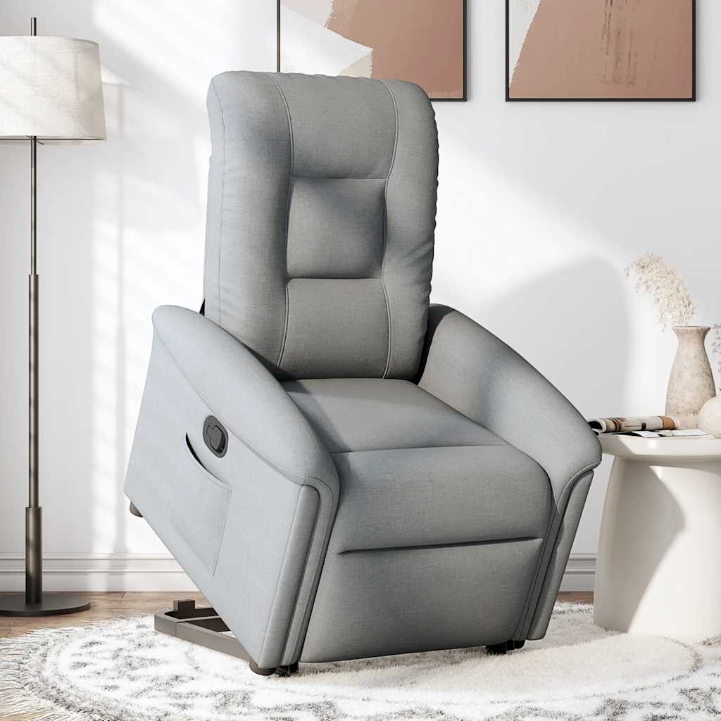 vidaXL Sillón reclinable elevable de tela gris claro