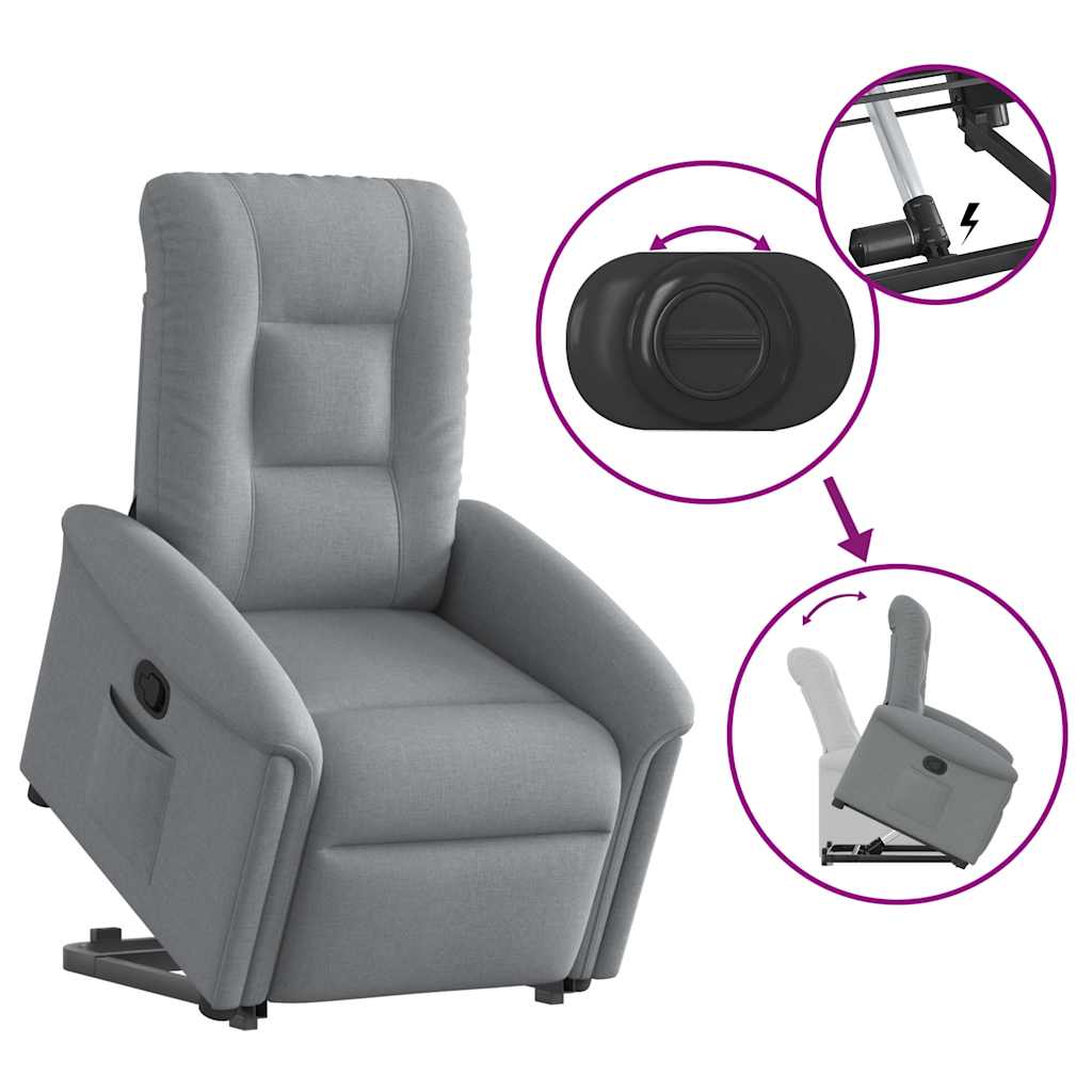 vidaXL Sillón reclinable elevable de tela gris claro