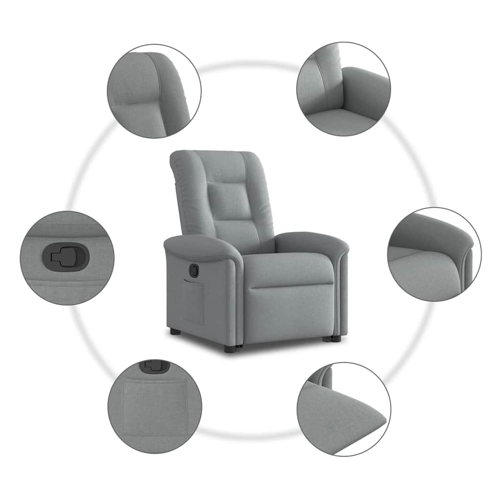 vidaXL Sillón reclinable elevable de tela gris claro