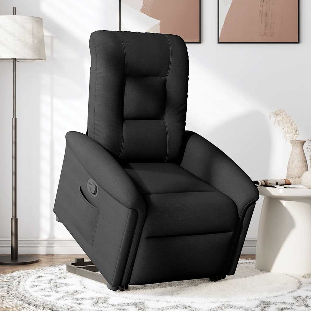 vidaXL Sillón reclinable elevable tela negro