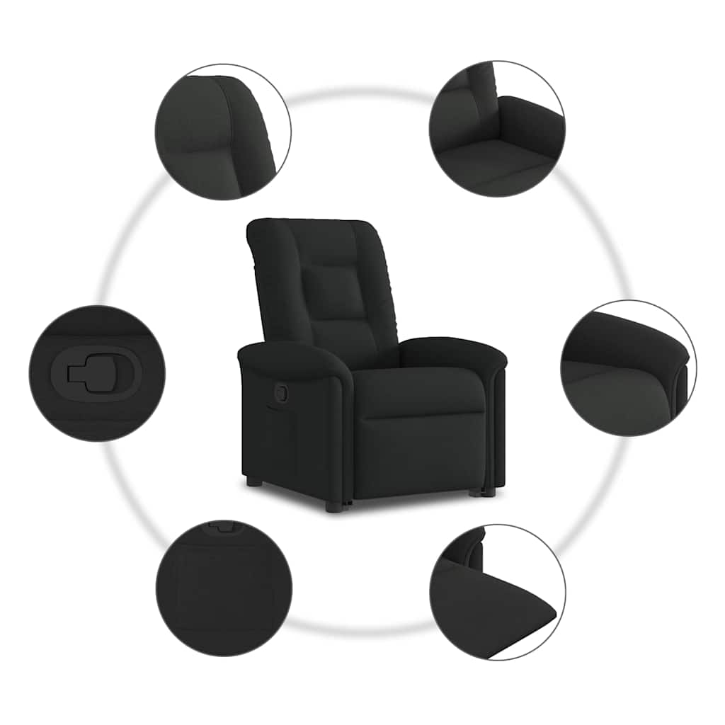 vidaXL Sillón reclinable elevable tela negro