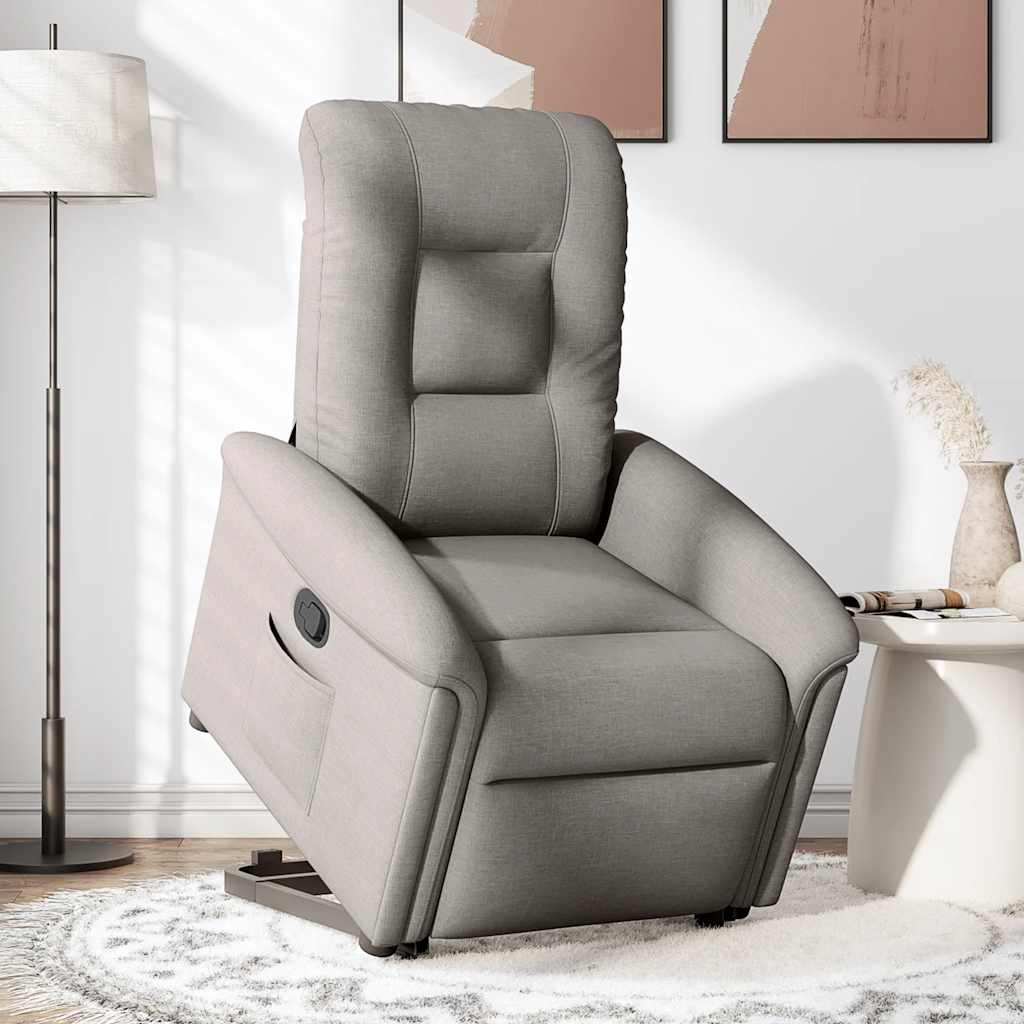 vidaXL Sillón reclinable elevable tela gris taupe