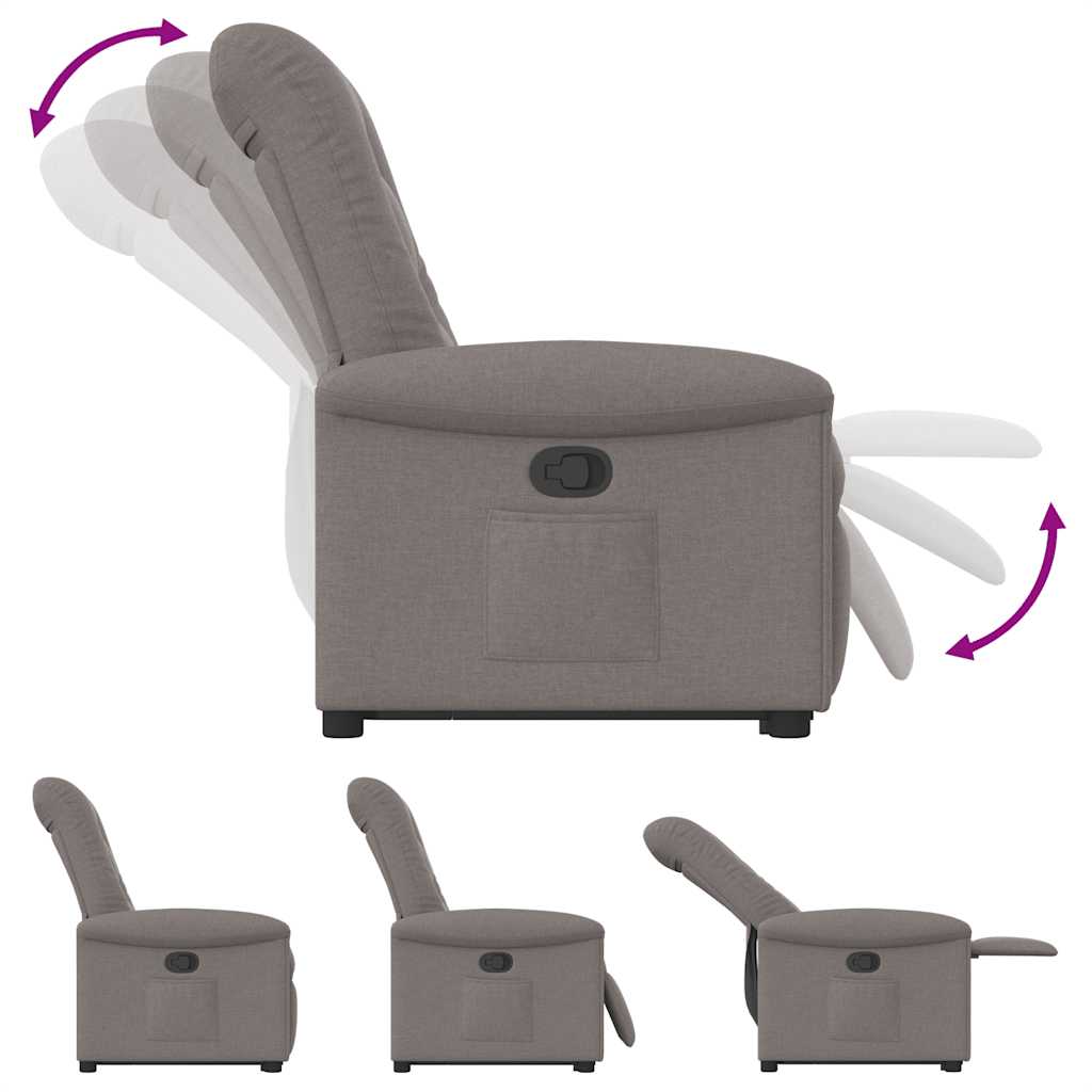 vidaXL Sillón reclinable elevable tela gris taupe