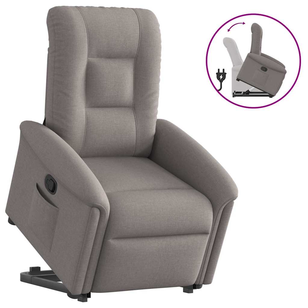 vidaXL Sillón reclinable elevable tela gris taupe