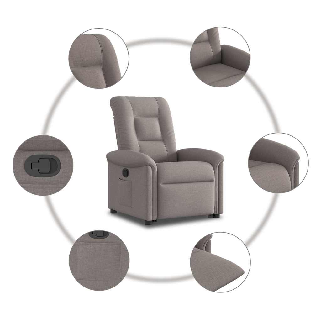 vidaXL Sillón reclinable elevable tela gris taupe