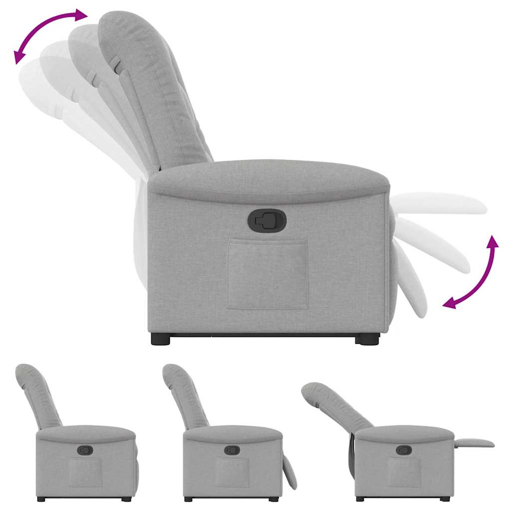 vidaXL Sillón reclinable elevable de tela gris nube