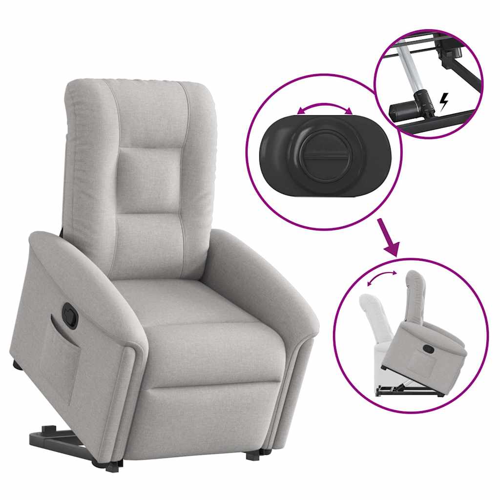 vidaXL Sillón reclinable elevable de tela gris nube