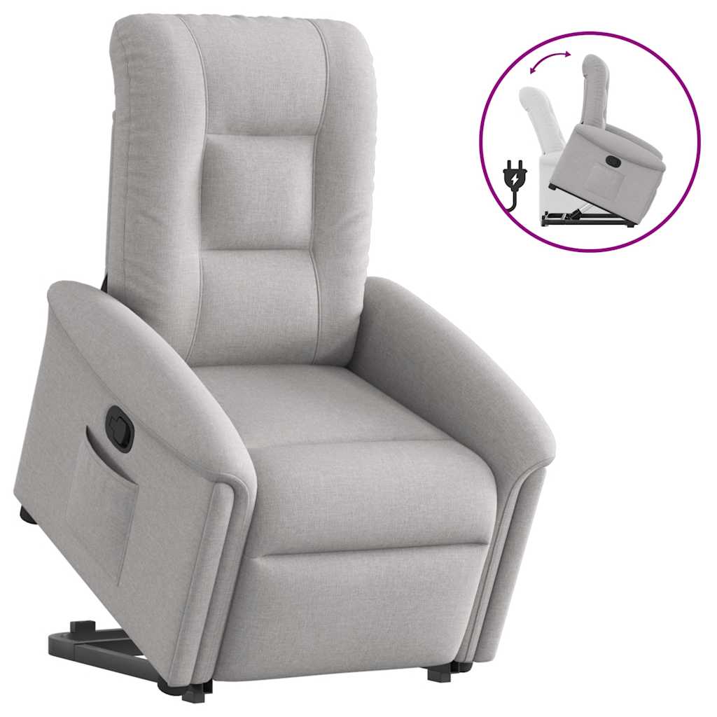 vidaXL Sillón reclinable elevable de tela gris nube