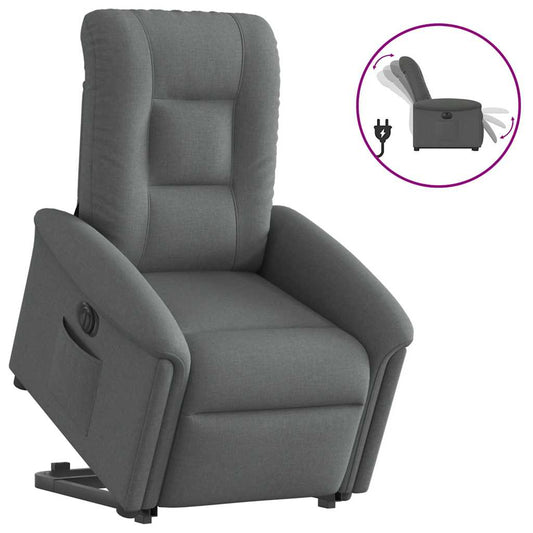 vidaXL Sillón eléctrico reclinable elevable de tela gris oscuro