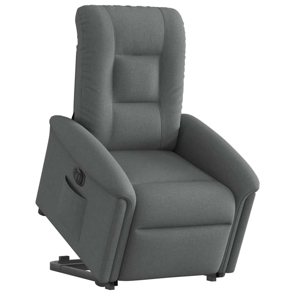 vidaXL Sillón eléctrico reclinable elevable de tela gris oscuro