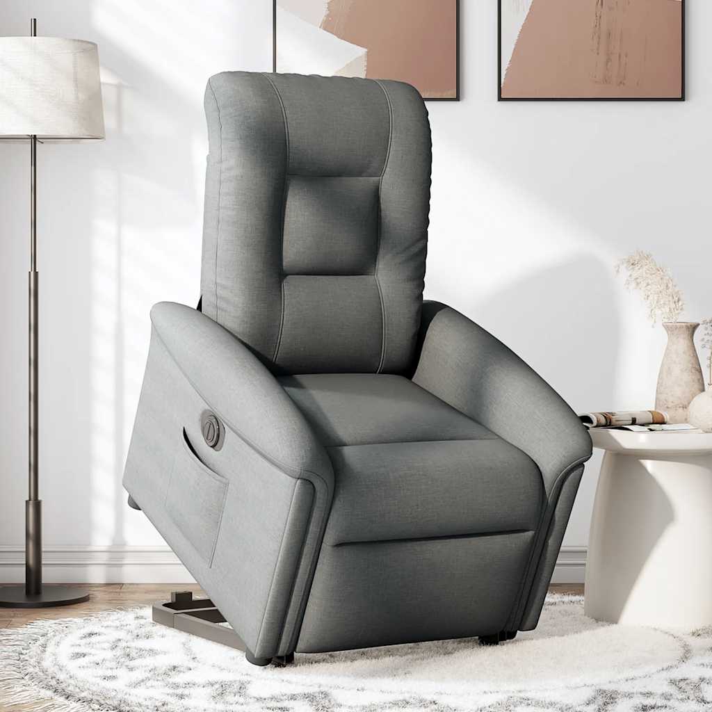 vidaXL Sillón eléctrico reclinable elevable de tela gris oscuro