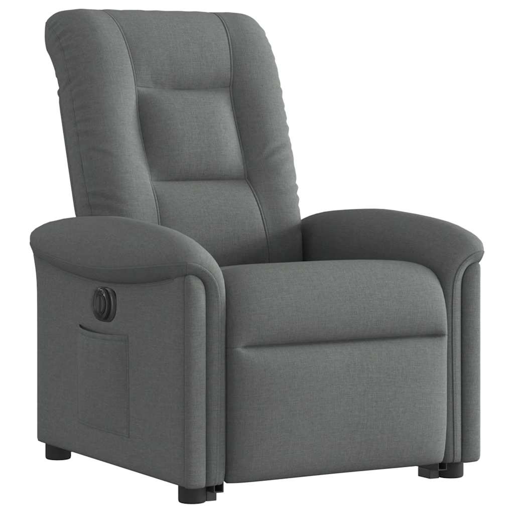 vidaXL Sillón eléctrico reclinable elevable de tela gris oscuro