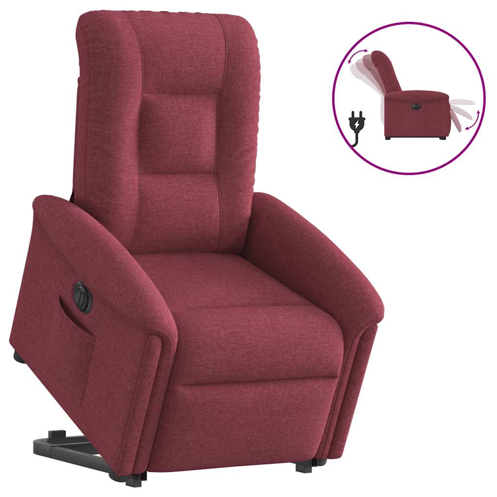 vidaXL Sillón eléctrico reclinable elevable de tela rojo tinto