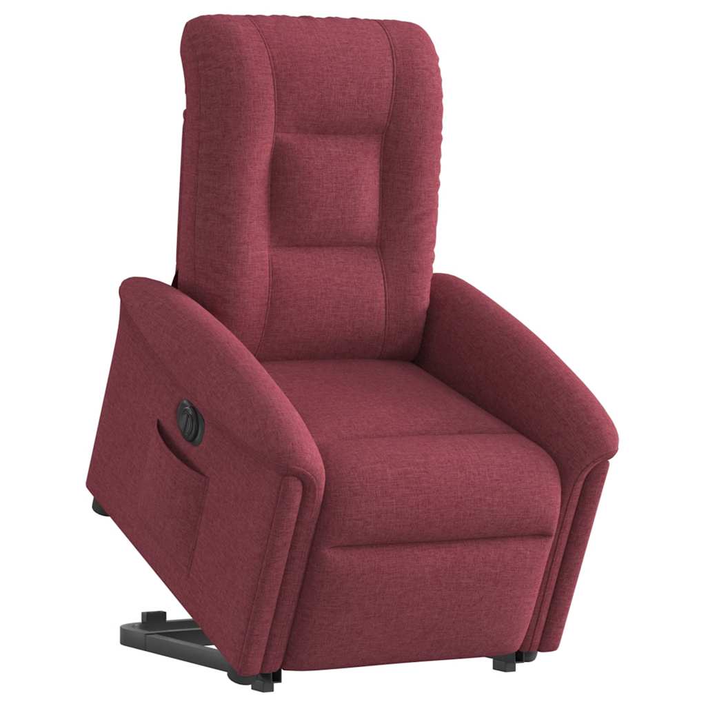 vidaXL Sillón eléctrico reclinable elevable de tela rojo tinto