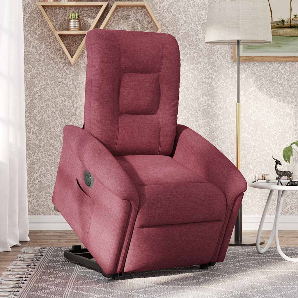 vidaXL Sillón eléctrico reclinable elevable de tela rojo tinto