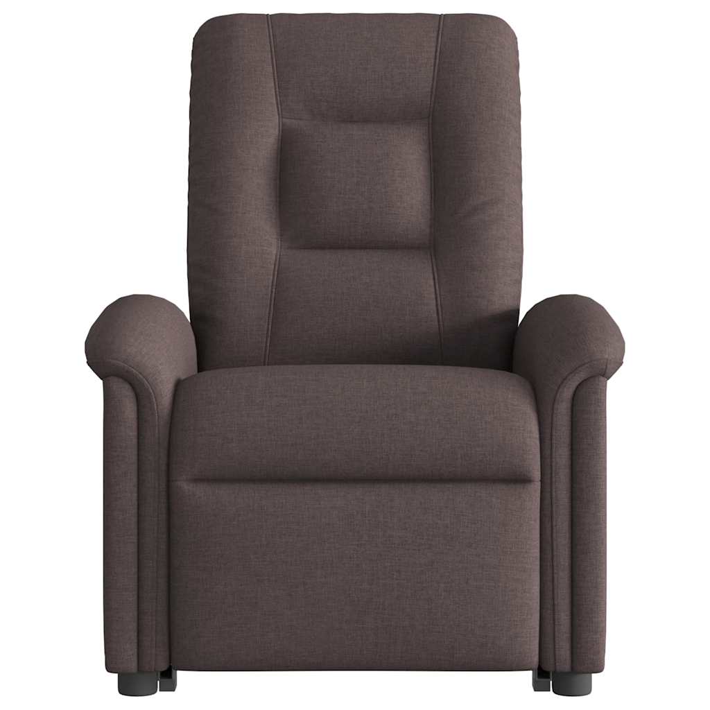 vidaXL Sillón masaje eléctrico reclinable elevable tela marrón oscuro