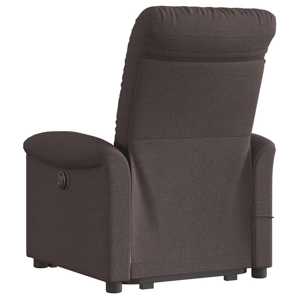 vidaXL Sillón masaje eléctrico reclinable elevable tela marrón oscuro