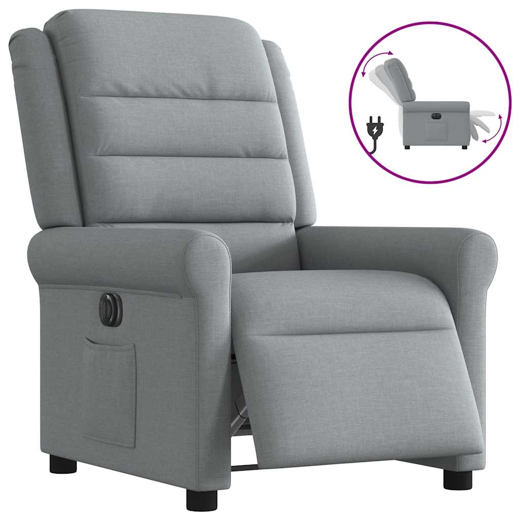 vidaXL Sillón reclinable eléctrico tela gris claro