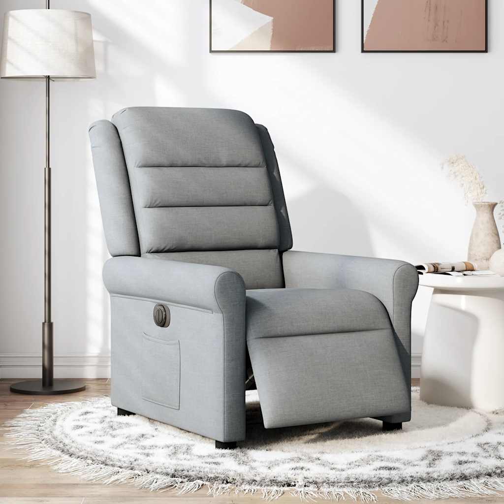 vidaXL Sillón reclinable eléctrico tela gris claro