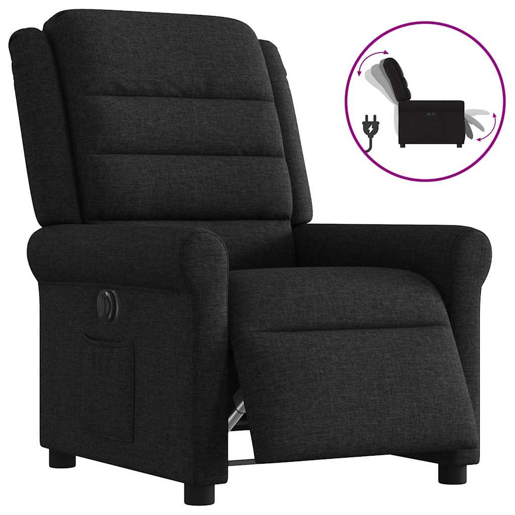 vidaXL Sillón reclinable eléctrico de tela negro