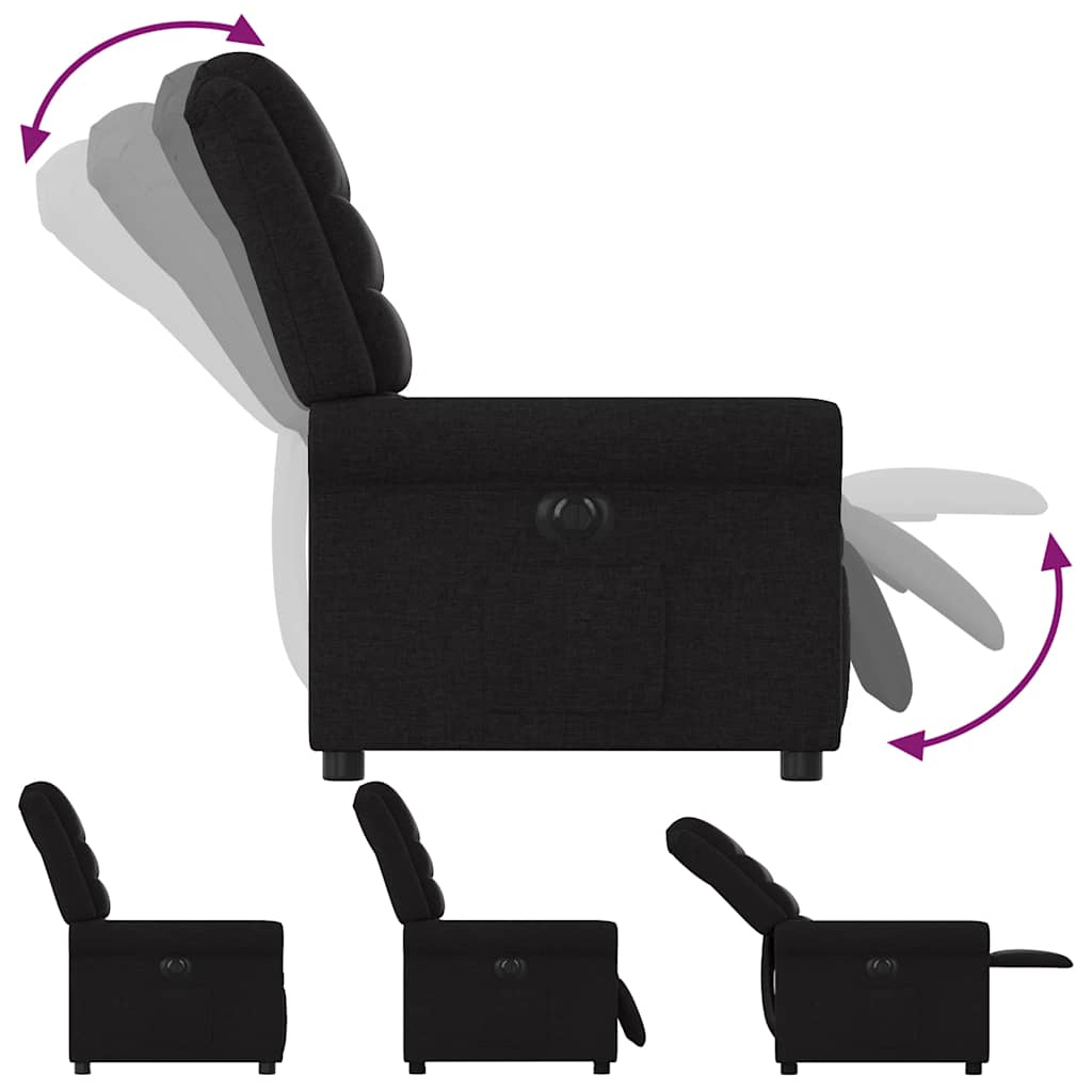 vidaXL Sillón reclinable eléctrico de tela negro