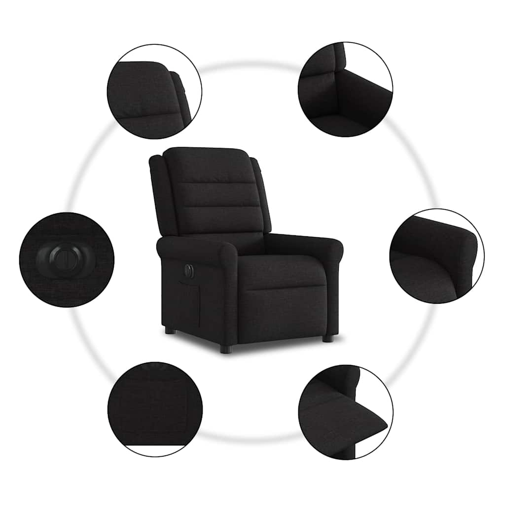 vidaXL Sillón reclinable eléctrico de tela negro