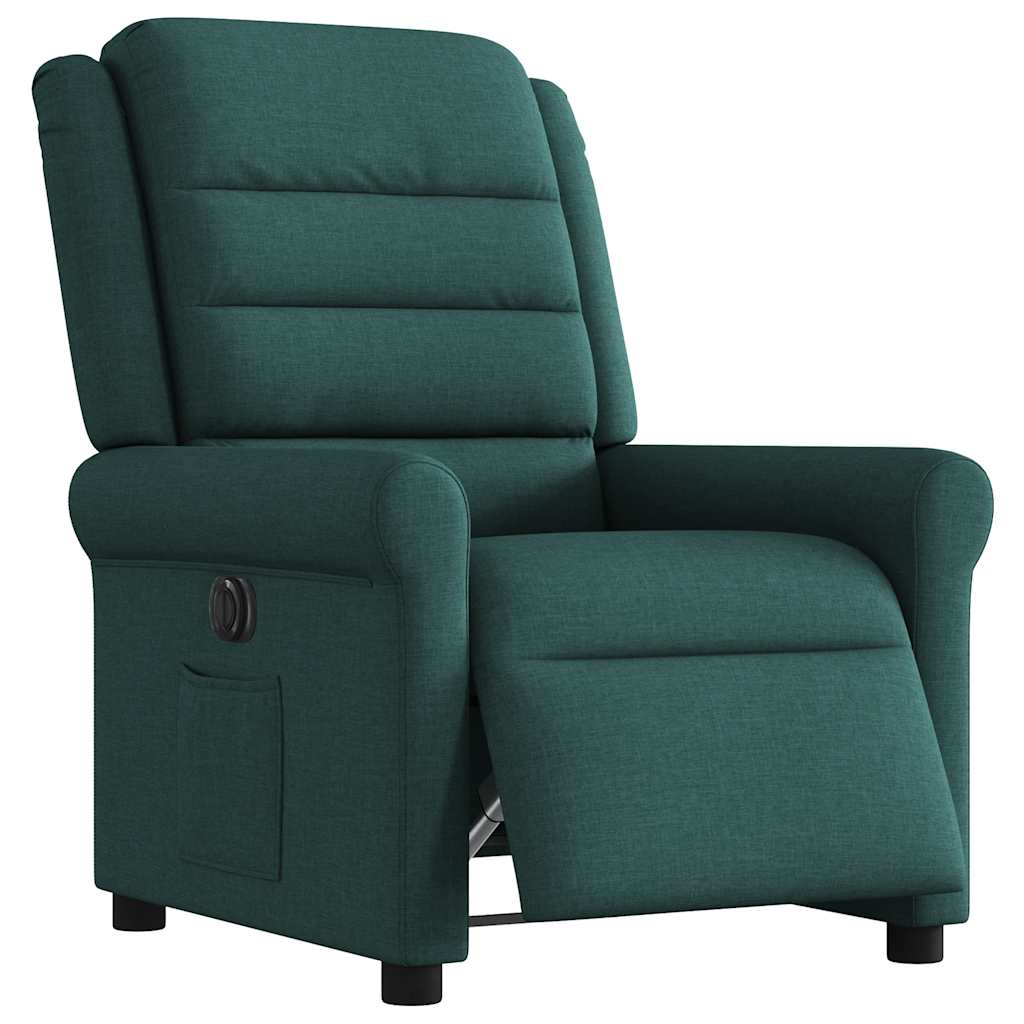 vidaXL Sillón reclinable eléctrico tela verde oscuro