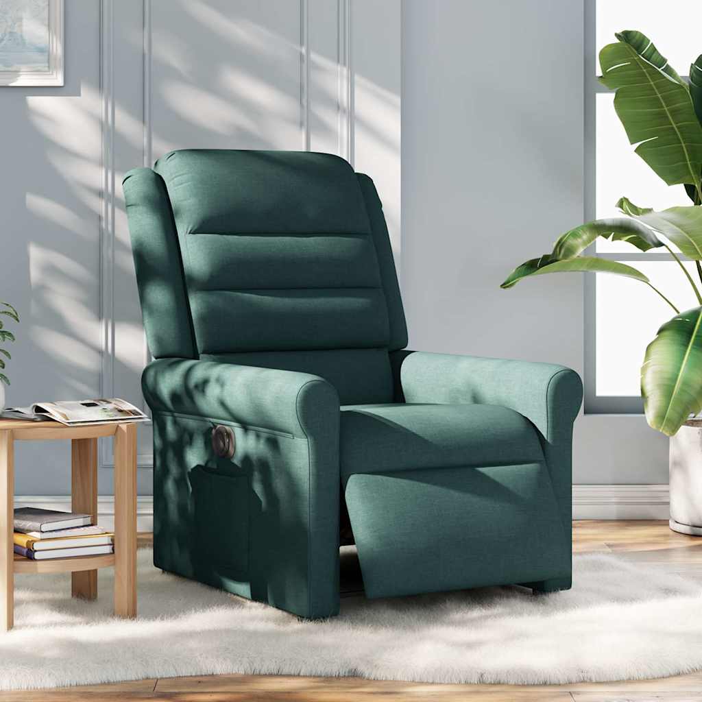 vidaXL Sillón reclinable eléctrico tela verde oscuro