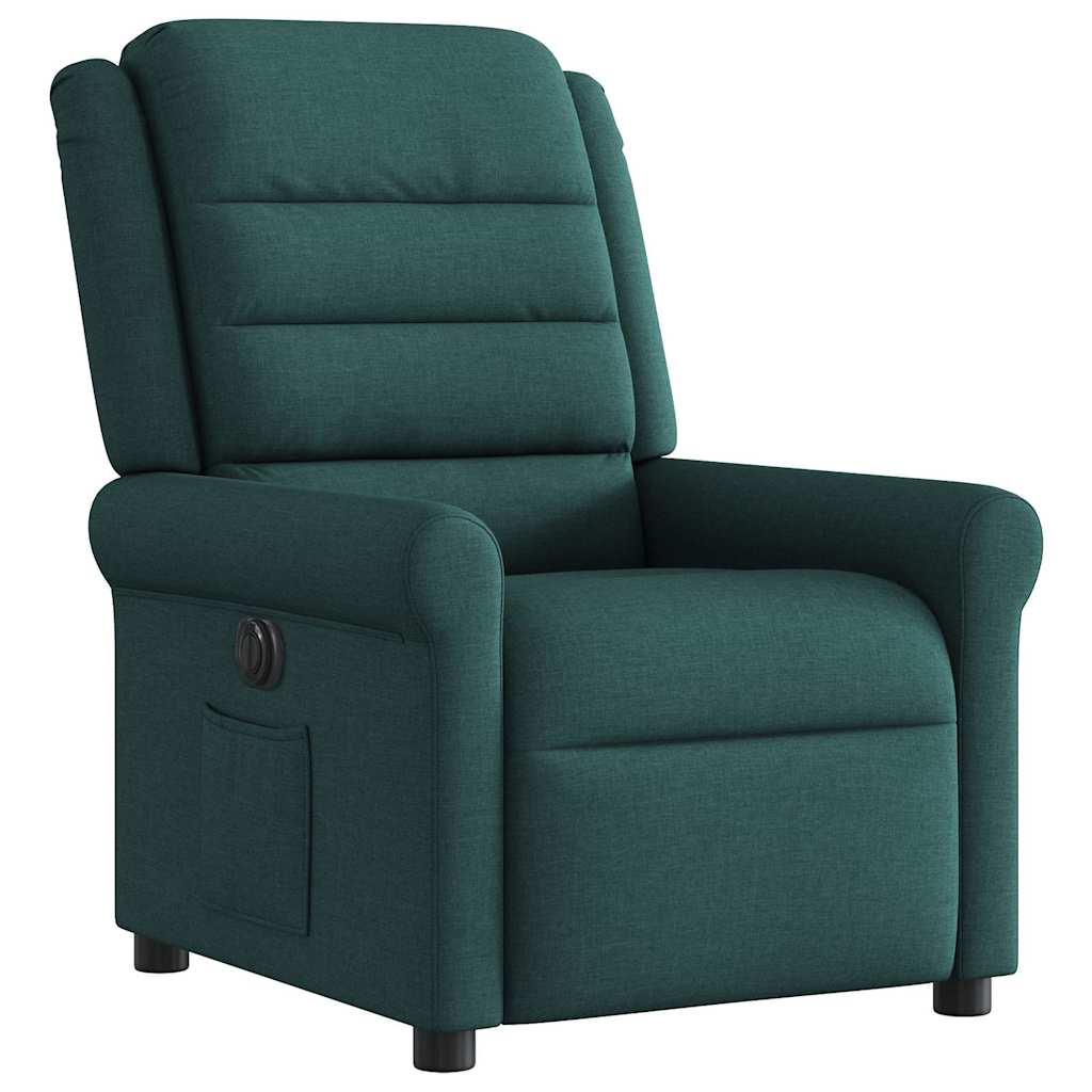 vidaXL Sillón reclinable eléctrico tela verde oscuro