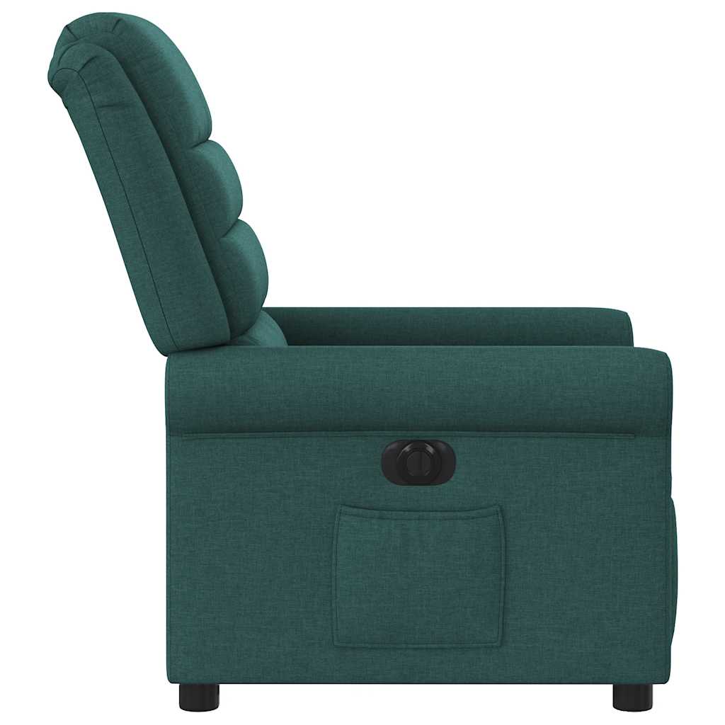 vidaXL Sillón reclinable eléctrico tela verde oscuro