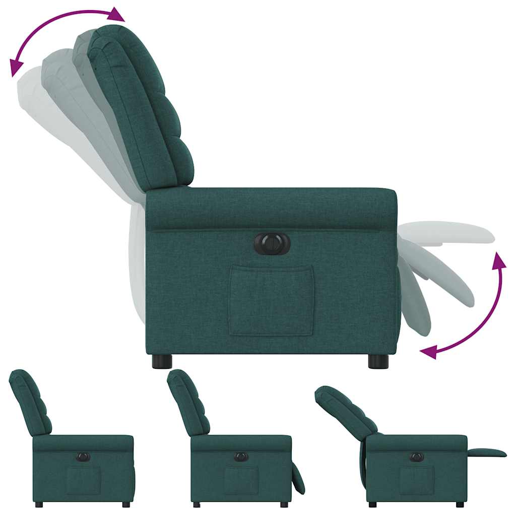 vidaXL Sillón reclinable eléctrico tela verde oscuro