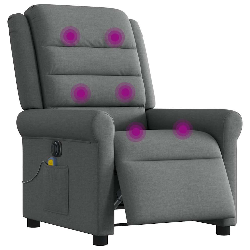 vidaXL Sillón reclinable de masaje eléctrico tela gris oscuro