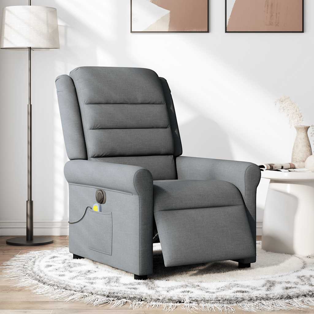 vidaXL Sillón reclinable de masaje eléctrico tela gris oscuro