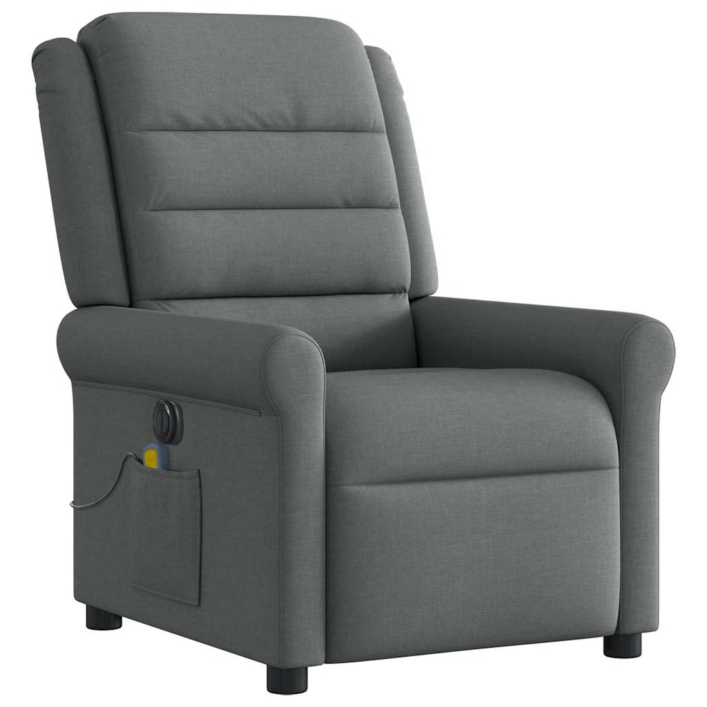 vidaXL Sillón reclinable de masaje eléctrico tela gris oscuro