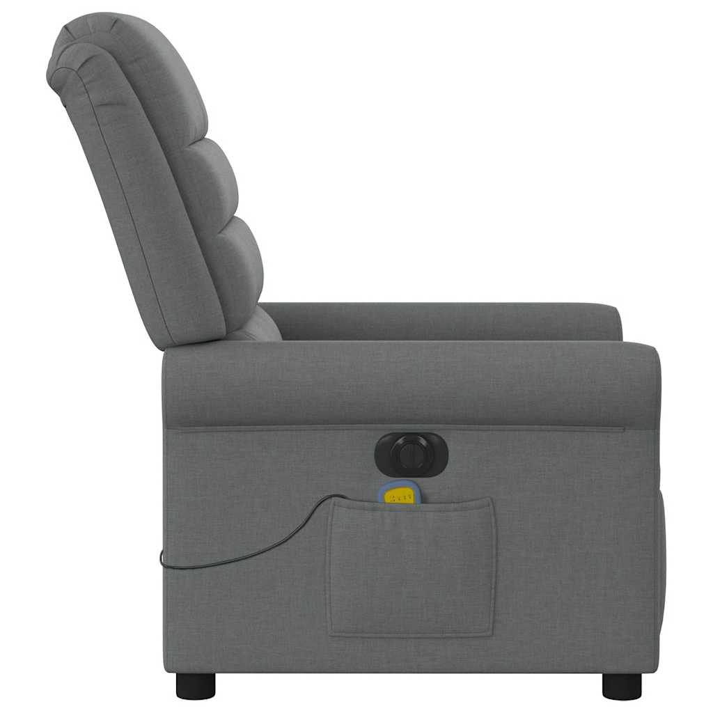 vidaXL Sillón reclinable de masaje eléctrico tela gris oscuro