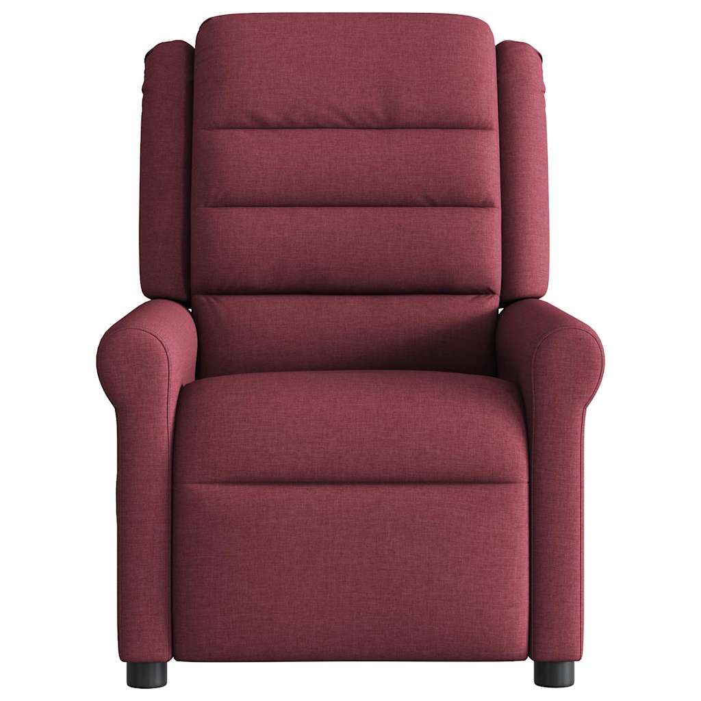 vidaXL Sillón de masaje reclinable eléctrico tela rojo tinto