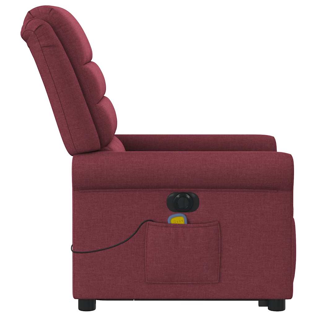 vidaXL Sillón de masaje reclinable eléctrico tela rojo tinto