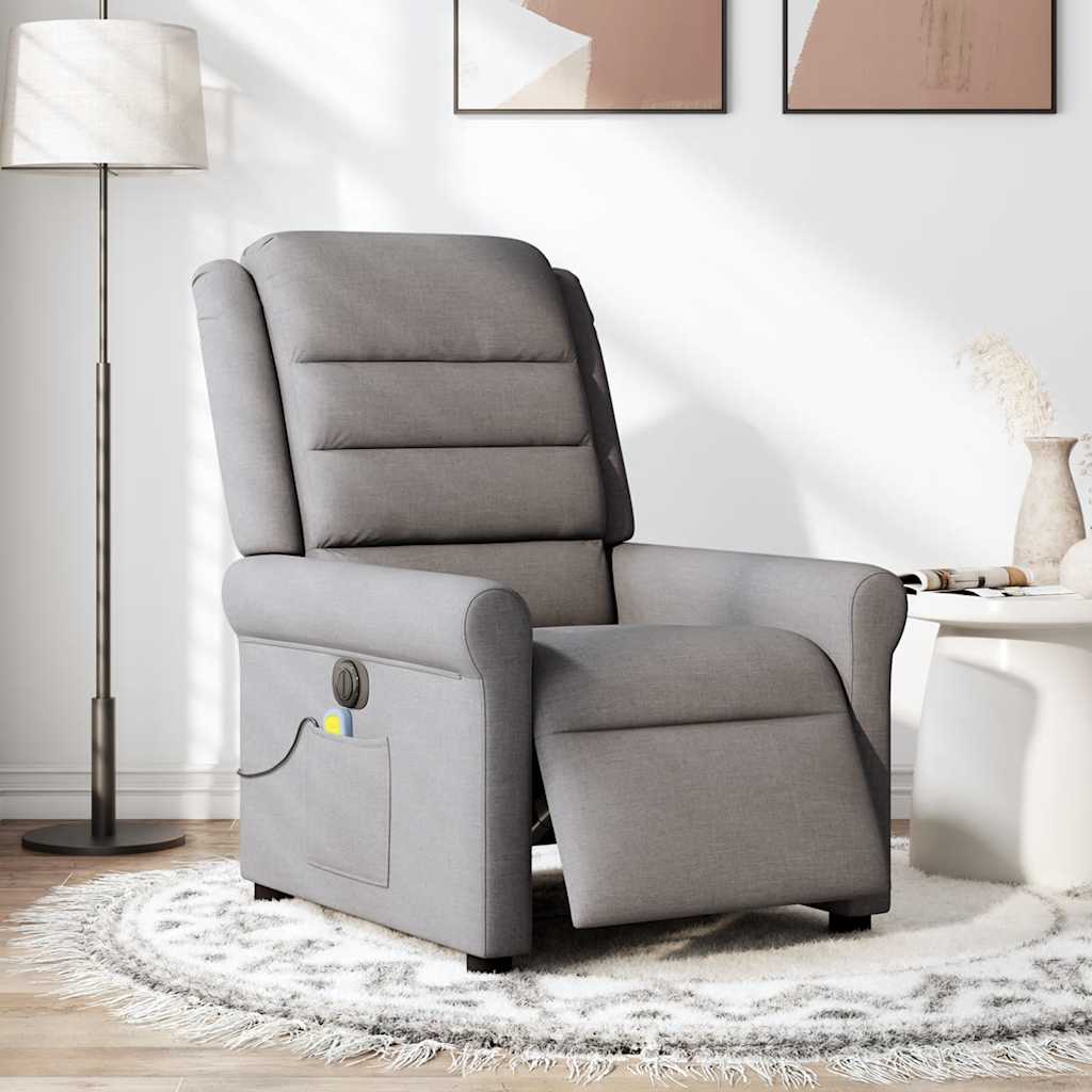 vidaXL Sillón reclinable de masaje eléctrico tela gris taupe