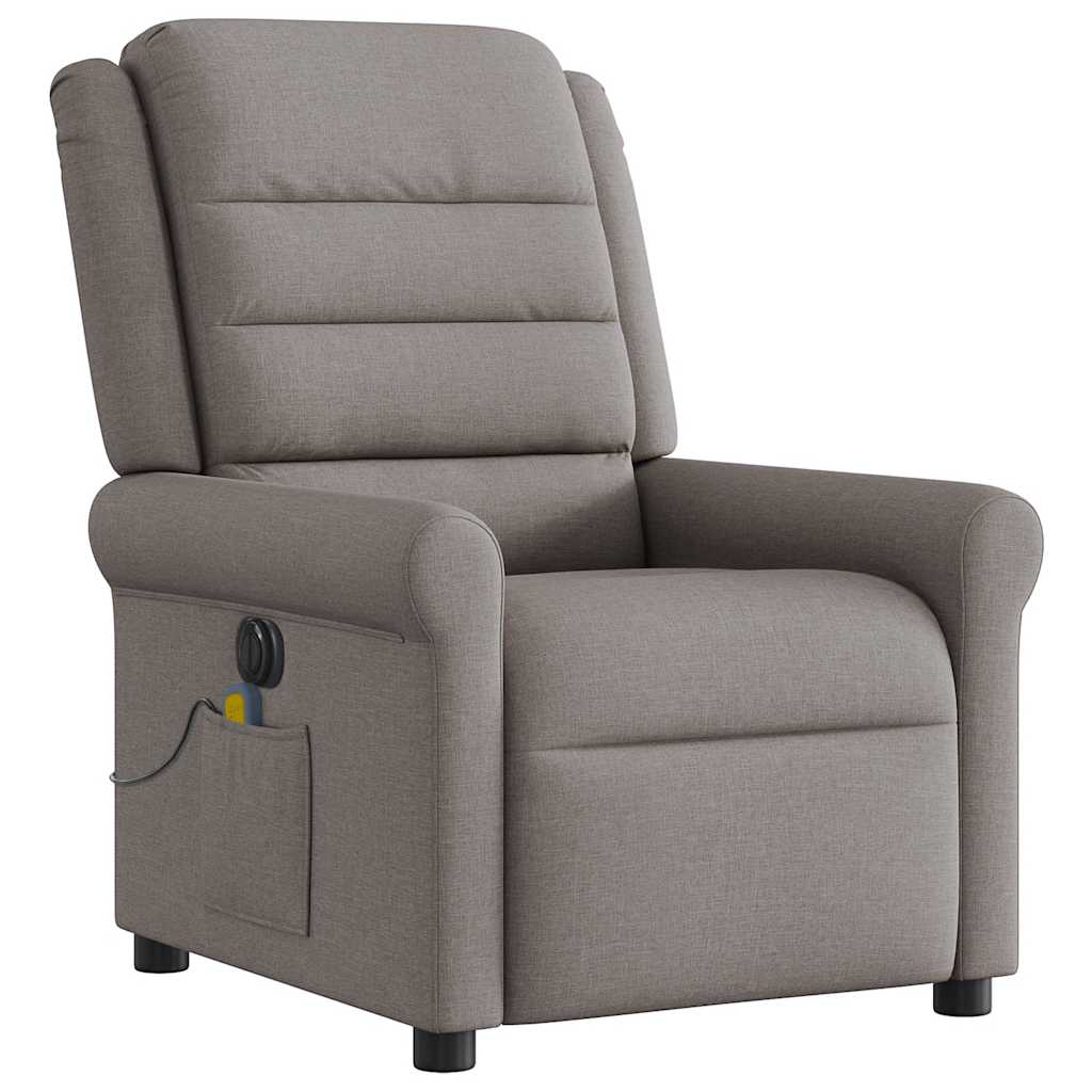 vidaXL Sillón reclinable de masaje eléctrico tela gris taupe