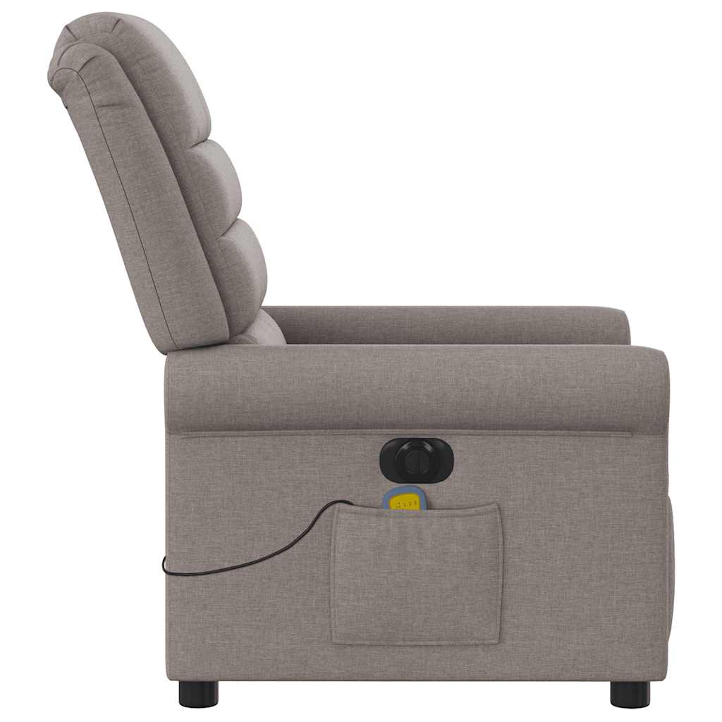 vidaXL Sillón reclinable de masaje eléctrico tela gris taupe